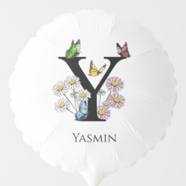 Initial Letter Y Floral Butterfly Monogramm Ballon
