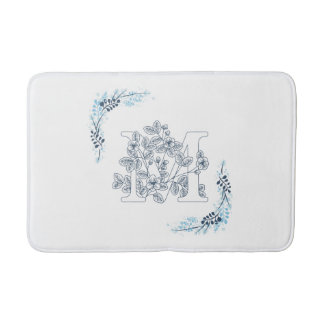 Initial "M" Blue Monogram Calm Floral Badematte