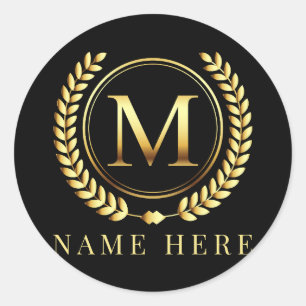 Initial-M-Floral-Letter für benutzerdefinierte Mon Runder Aufkleber