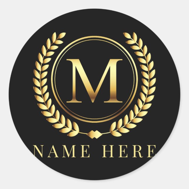 Initial-M-Floral-Letter für benutzerdefinierte Mon Runder Aufkleber (Vorderseite)