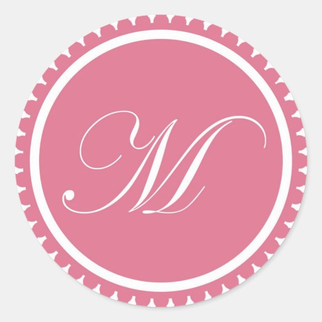 Initial M-Prinzessin rosa Monogramm-Siegel-Gastges Runder Aufkleber (Vorderseite)