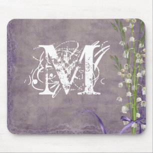 Initial-Maus-Pad für die Blume "Lace Monogram" Mousepad