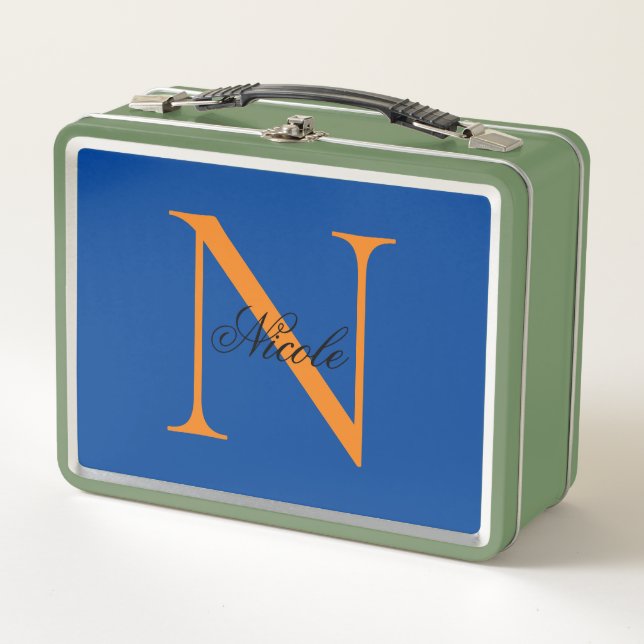 Initial Mit Monogramm handgeschriebener Eigenname  Metall Brotdose (Vorderseite)
