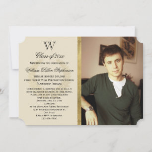 Initial Monogram Gold Foil Effect Foto Abschluss Einladung