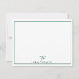 Initial Monogram Hunter Green Modern Border Mitteilungskarte