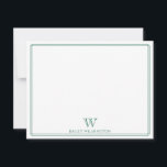 Initial Monogram Hunter Green Modern Border Mitteilungskarte<br><div class="desc">Dieses Design weist eine dünne Doppelgrenze mit Platz für ein Monogramm und Namen/Text am unteren Rand auf. Klicken Sie auf die Schaltfläche Anpassen, wenn Sie die Designelemente anpassen und/oder den Text weiter verändern möchten! Variationen dieses Designs, zusätzliche Farben sowie koordinierende Produkte sind in unserem Shop, zazzle.com/store/doodlelulu verfügbar. Kontaktieren Sie uns,...</div>
