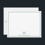 Initial Monogram Hunter Green Modern Border Mitteilungskarte<br><div class="desc">Dieses Design weist eine dünne Doppelgrenze mit Platz für ein Monogramm und Namen/Text am unteren Rand auf. Klicken Sie auf die Schaltfläche Anpassen, wenn Sie die Designelemente anpassen und/oder den Text weiter verändern möchten! Variationen dieses Designs, zusätzliche Farben sowie koordinierende Produkte sind in unserem Shop, zazzle.com/store/doodlelulu verfügbar. Kontaktieren Sie uns,...</div>