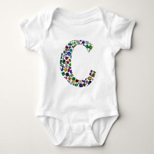 Initial Monogram Letter C Trendy Baby Strampler