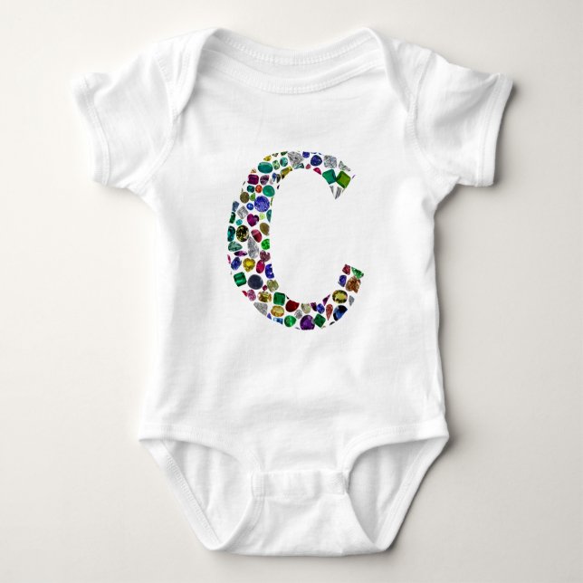 Initial Monogram Letter C Trendy Baby Strampler (Vorderseite)