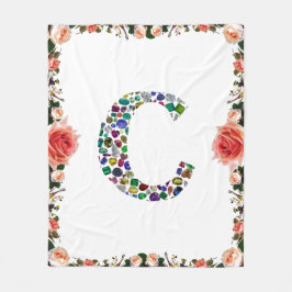 Initial Monogram Letter C Trendy Fleecedecke