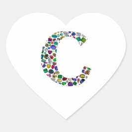Initial Monogram Letter C Trendy Herz-Aufkleber
