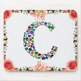 Initial Monogram Letter C Trendy Mousepad
