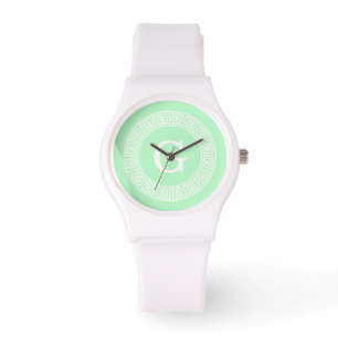 Initial-Monogramm für den kleinen weißen griechisc Armbanduhr