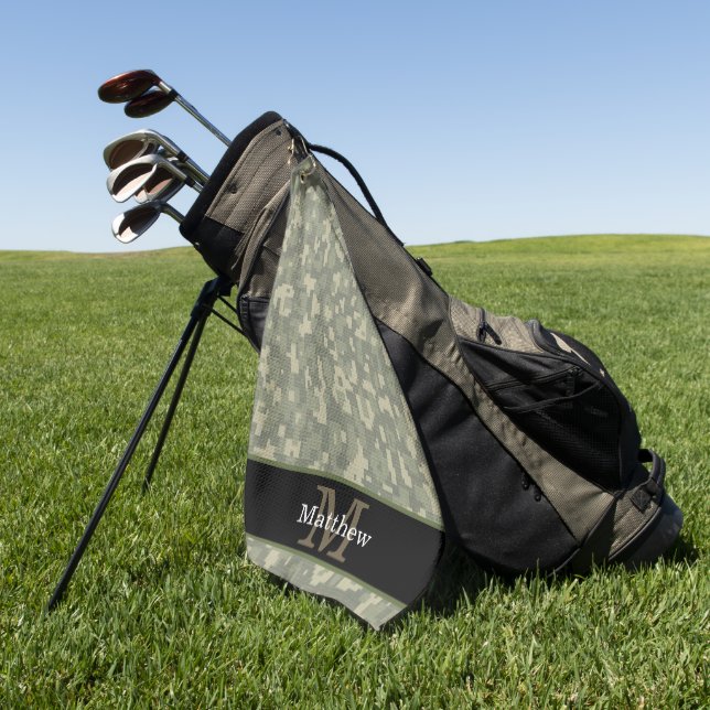Initial Monogramm für die digitale Camouflage des  Golfhandtuch (Gras)