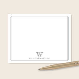 Initial Monogramm Gray Double Border Beruflich Mitteilungskarte