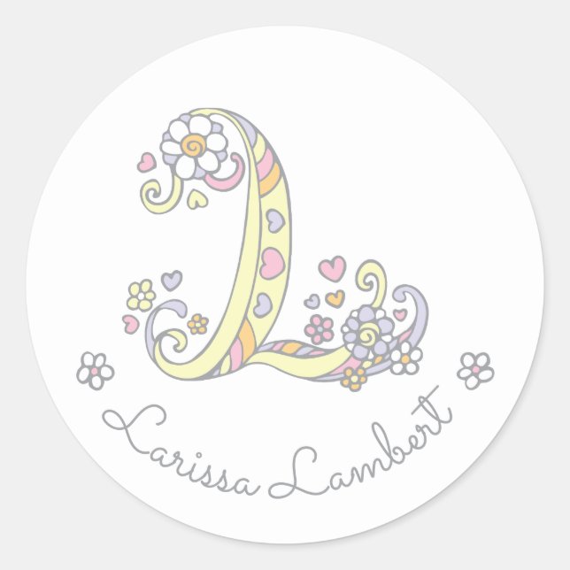 Initial-Monogramm-L-individuelle Name-ID-Aufkleber Runder Aufkleber (Vorderseite)