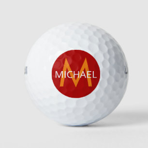 Initial Monogramm mit Personalisiertem Rot und Ora Golfball