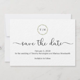 Initial-Monogramm-Save the Date-Karte Save The Date