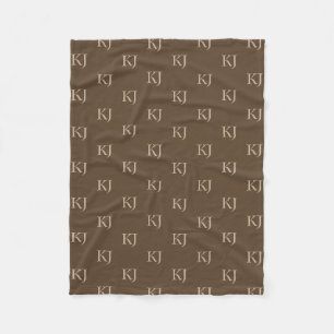 Initial-Muster für klassische braun- und Beige-Mon Fleecedecke