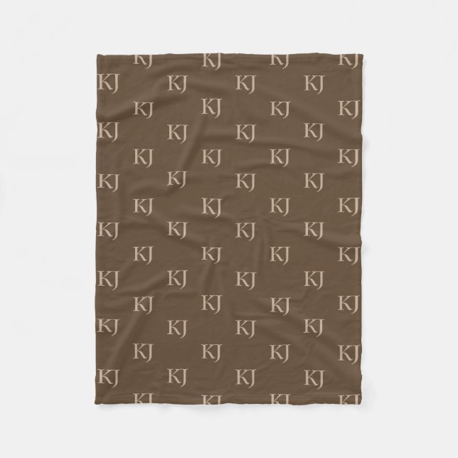 Initial-Muster für klassische braun- und Beige-Mon Fleecedecke (Vorderseite)