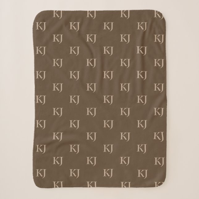 Initial-Muster für klassische braun- und Beige-Mon Sherpadecke (Vorderseite)