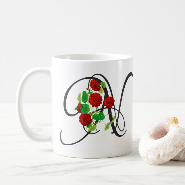Initial N, Vintag Nasturtium Kaffee Tasse (Mit Donut)
