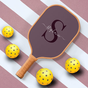 Initial + Name der Lila Monogramm Pickleball Schläger