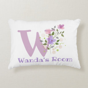 Initial & Name mit Blumendesign Akzent Kissen