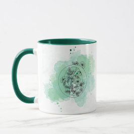 Initial O Aquarell Monogram Green Botanical Tasse