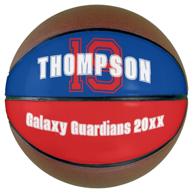 Initial- oder Zahlenteam für Monogramm rot Basketball (Vorderseite)
