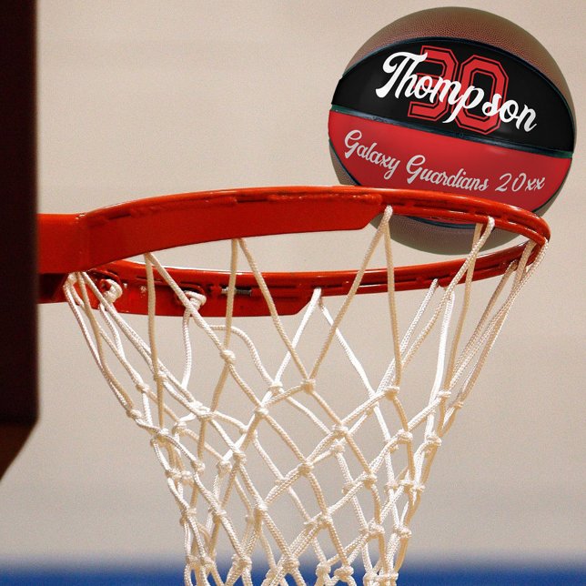 Initial- oder Zahlenteam für Monogramm schwarz rot Basketball (Von Creator hochgeladen)