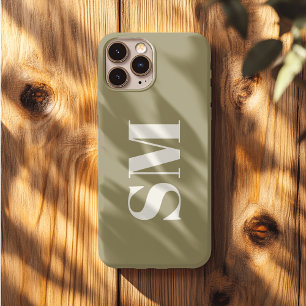 Initial Olive Green Monogram iPhone 13 Pro Max Hülle