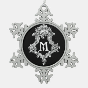 Initial-Ornament Schneeflocken Zinn-Ornament