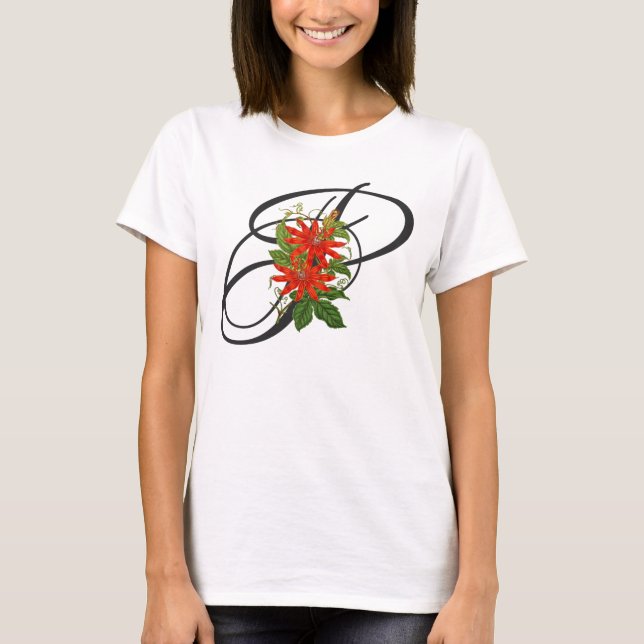 Initial P, Vintag Passion Blume T - Shirt (Vorderseite)
