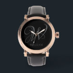Initial Personalisiert Elegant Black Gray Monogram Armbanduhr<br><div class="desc">Einfache,  individuelle Erstmonogramm in moderner Typografie. Perfektes Geschenk mit persönlicher Touch</div>
