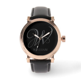 Initial Personalisiert Elegant Black Gray Monogram Armbanduhr