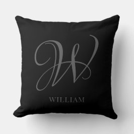 Initial Personalisiert Elegant Black Gray Monogram Kissen