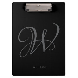 Initial Personalisiert Elegant Black Gray Monogram Klemmbrett