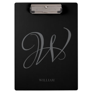 Initial Personalisiert Elegant Black Gray Monogram Klemmbrett