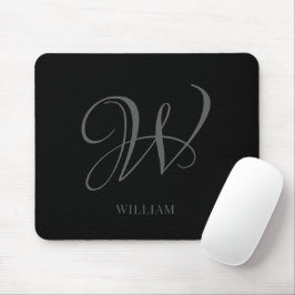 Initial Personalisiert Elegant Black Gray Monogram Mousepad