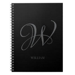 Initial Personalisiert Elegant Black Gray Monogram Notizblock