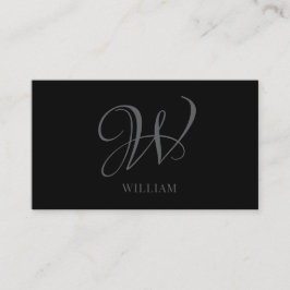 Initial Personalisiert Elegant Black Gray Monogram Visitenkarte