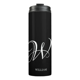 Initial Personalisiert Elegant Black Monogram Thermosbecher