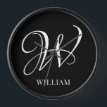 Initial Personalisiert Elegant Black Monogram Uhr<br><div class="desc">Einfache,  individuelle Erstmonogramm in moderner Typografie. Perfektes Geschenk mit persönlicher Touch</div>