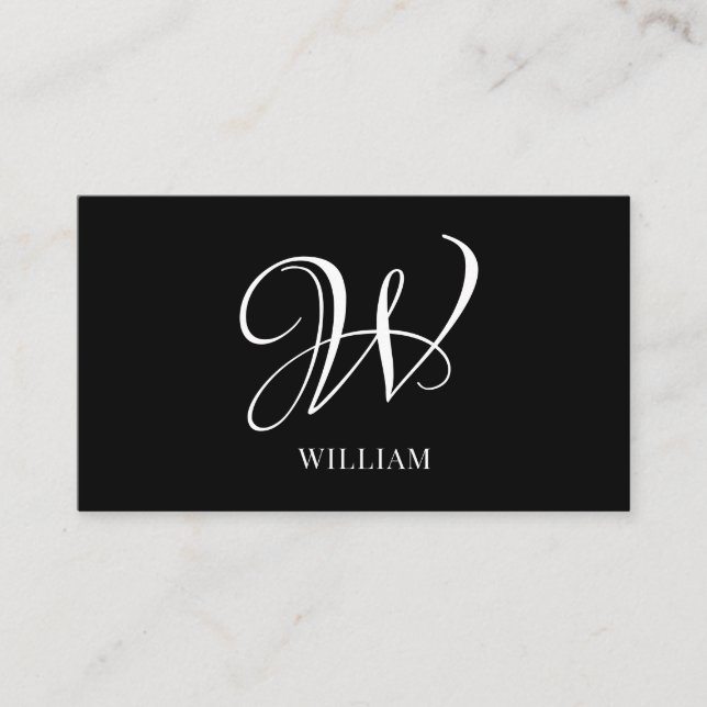 Initial Personalisiert Elegant Black Monogram Visitenkarte (Vorderseite)