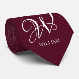 Initial Personalisiert Elegant Burgundy Monogram Krawatte