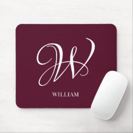 Initial Personalisiert Elegant Burgundy Monogram Mousepad