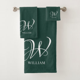 Initial Personalisiert Elegant Emerald Monogram Badhandtuch Set