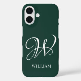 Initial Personalisiert Elegant Emerald Monogram iPhone 16 Hülle