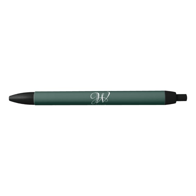 Initial Personalisiert Elegant Emerald Monogram Kugelschreiber (Vorderseite)
